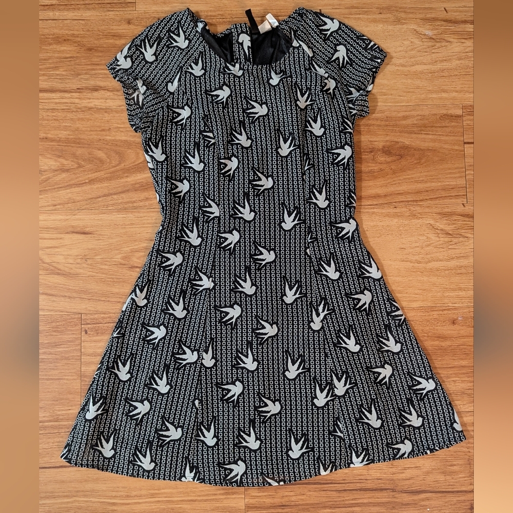 H&M black printed A-line dress